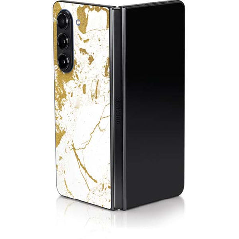 White Scattered Marble Galaxy Z Fold5 5G Skin